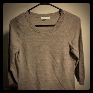 Light Brown 3/4 Sleeve Crew Neck Sweater